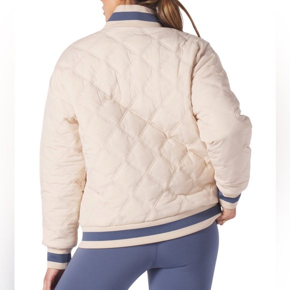 Glyder NWT Varsity Jacket Oatmilk/Washed Blue Women’s Size S - Picture 4 of 10